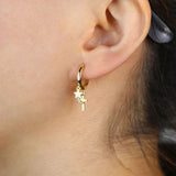 925 Silver Cross Star Moon Cz Drop Earrings Women Party Jewelry