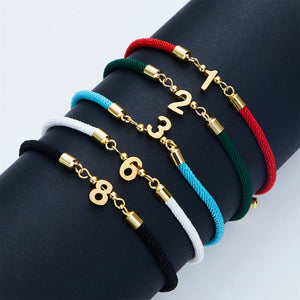 0-9 Number Bracelet Colorful Rope Charm Bracelet for Women Jewelry