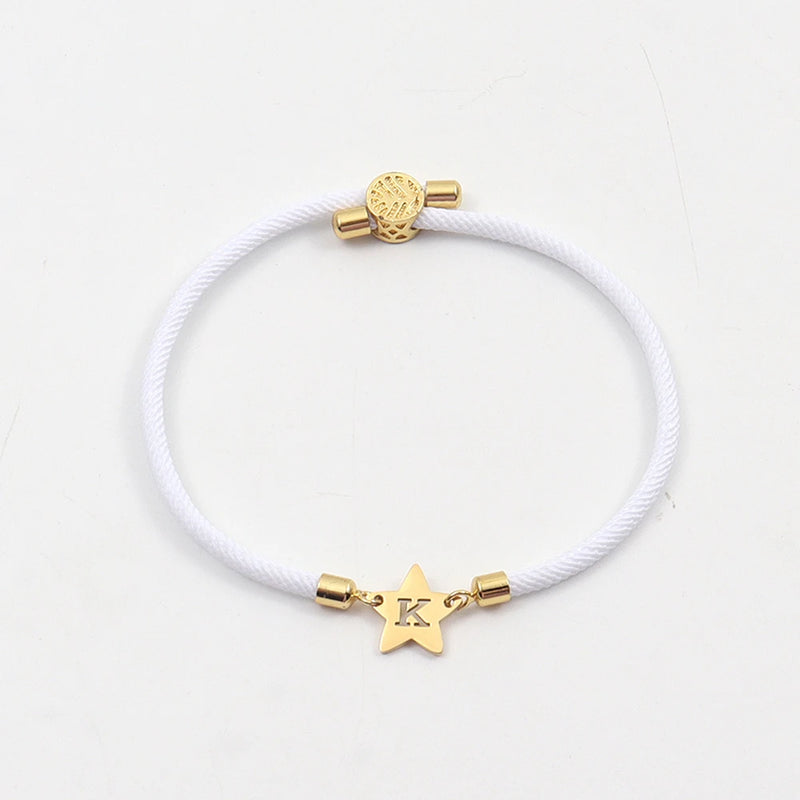Colorful Adjustable Rope Charm Bracelet A-Z Letter Initial Women Gift