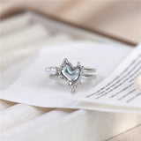 Irregular Melting Love Water Drop Shape Pearl Open Ring Zircon Metal Set Jewelry