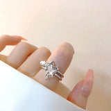 Irregular Melting Love Water Drop Shape Pearl Open Ring Zircon Metal Set Jewelry