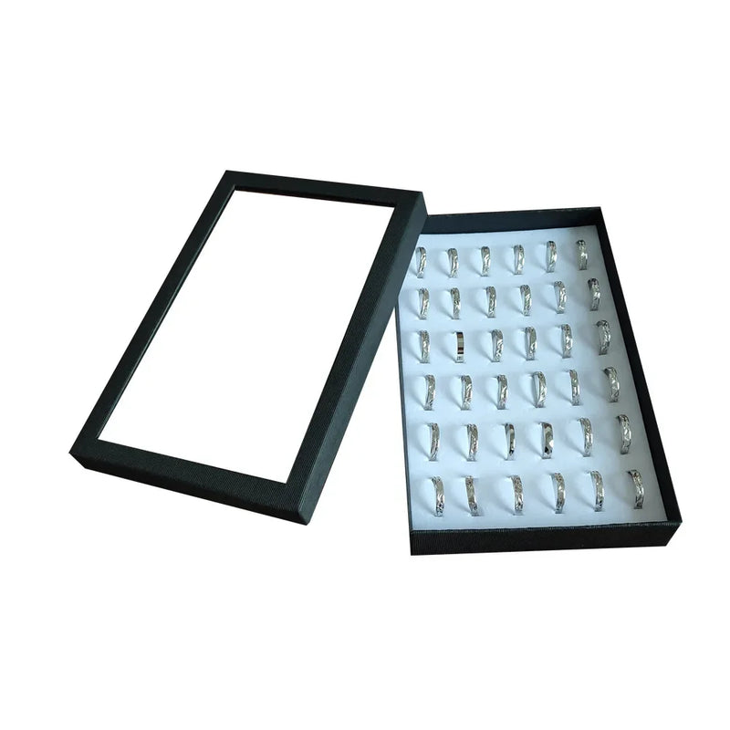 36-Slot Ring Display Stand Metal Earrings Jewelry Storage Box