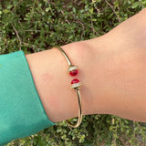 Round Natural Quartz Druzy Stone Copper Metal Bracelet
