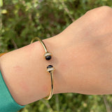 Round Natural Quartz Druzy Stone Copper Metal Bracelet