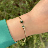 Round Natural Quartz Druzy Stone Copper Metal Bracelet