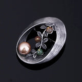 Vintage Oval Pearl Brooch Scarf Buckle for Women Party