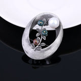Vintage Oval Pearl Brooch Scarf Buckle for Women Party