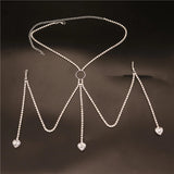 Heart Nipple Chain Rhinestone Pendant Jewelry for Women