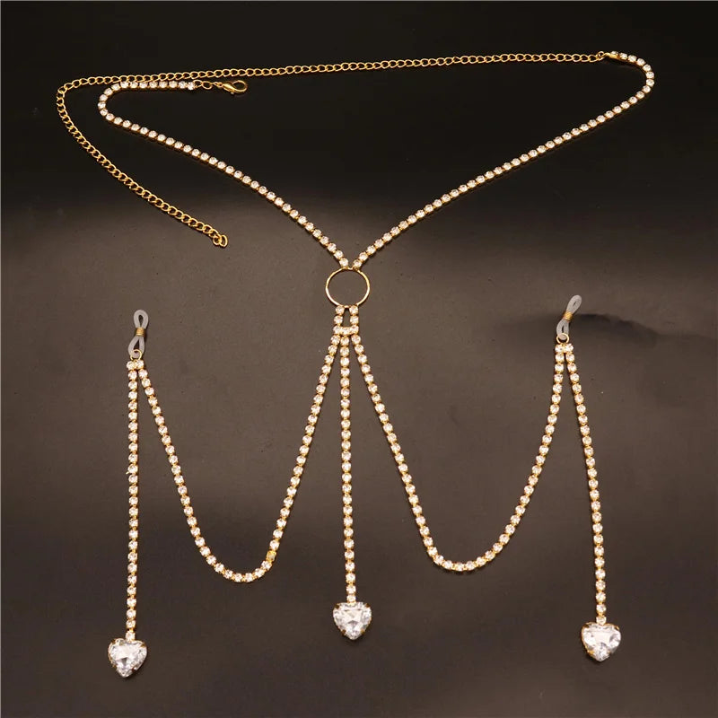 Heart Nipple Chain Rhinestone Pendant Jewelry for Women