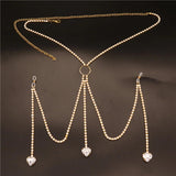 Heart Nipple Chain Rhinestone Pendant Jewelry for Women