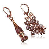 Rose Heart Champagne Bottle Stud Earrings