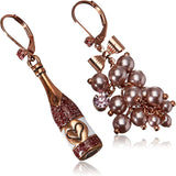 Rose Heart Champagne Bottle Stud Earrings