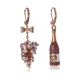 Rose Heart Champagne Bottle Stud Earrings