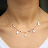 925 Silver Tear Water Drop Cz Stone Choker Necklace