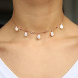 925 Silver Micro Pave Water Drop CZ Choker Necklace