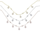 925 Silver Tear Water Drop Cz Stone Choker Necklace