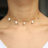925 Silver Micro Pave Water Drop CZ Choker Necklace
