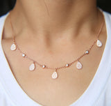 925 Silver Tear Water Drop Cz Stone Choker Necklace