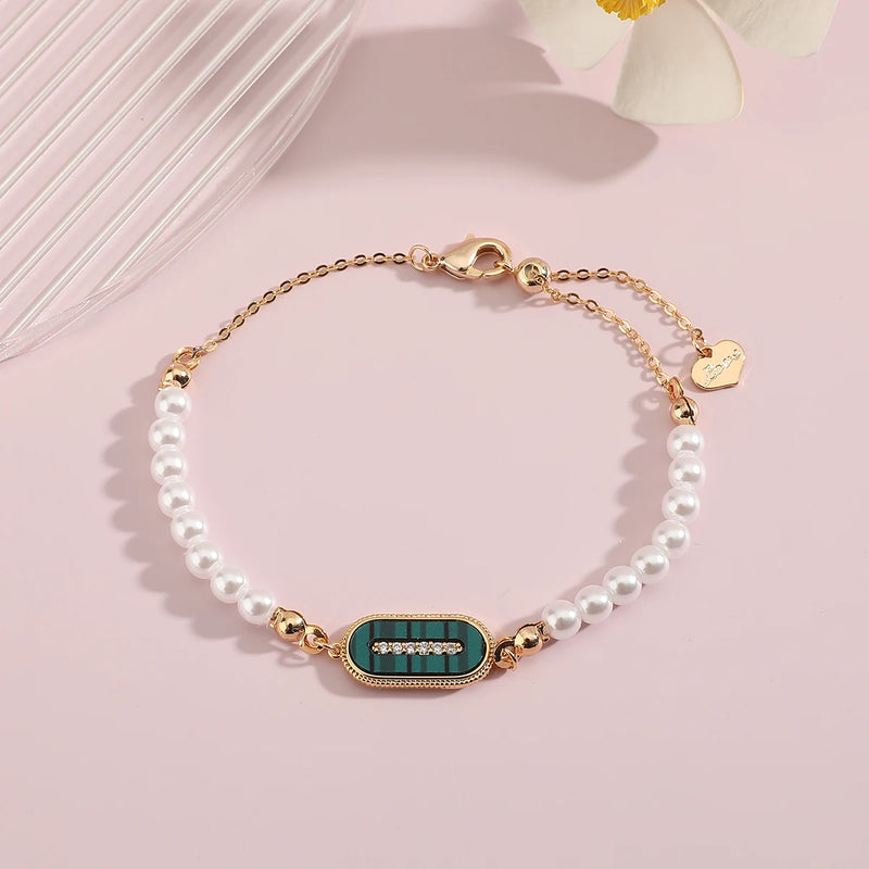 Women Pearl Shell Adjustable Bracelet Dubai Arabian Zircon Jewelry