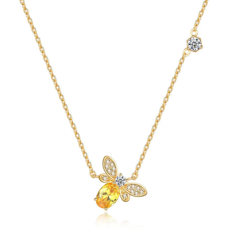 Austrian Crystal Bee Pendant Necklace for Moms