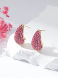 Zirconia Drop Earrings Water Shape Copper Stud Women Jewelry