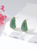 Zirconia Drop Earrings Water Shape Copper Stud Women Jewelry