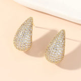 Zirconia Drop Earrings Water Shape Copper Stud Women Jewelry