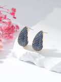 Zirconia Drop Earrings Water Shape Copper Stud Women Jewelry