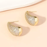 Zirconia Drop Earrings Water Shape Copper Stud Women Jewelry