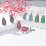 Zirconia Drop Earrings Water Shape Copper Stud Women Jewelry