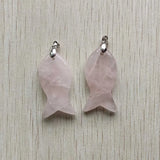 12pcs Natural Stone Mixed Fish Pendants for Jewelry Making Necklaces