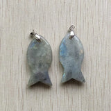 12pcs Natural Stone Mixed Fish Pendants for Jewelry Making Necklaces