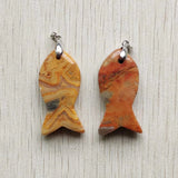 12pcs Natural Stone Mixed Fish Pendants for Jewelry Making Necklaces