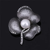 Vintage Flower & Pearl Brooch Scarf Buckle for Women Party