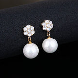 925 Silver Stud Earrings with Pearl Long Earrings for Women