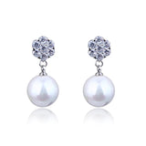 925 Silver Stud Earrings with Pearl Long Earrings for Women
