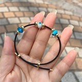 Enamel Heart Evil Eye Charm Bangle Bracelet Women Jewelry