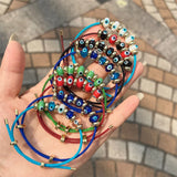 Enamel Heart Evil Eye Charm Bangle Bracelet Women Jewelry