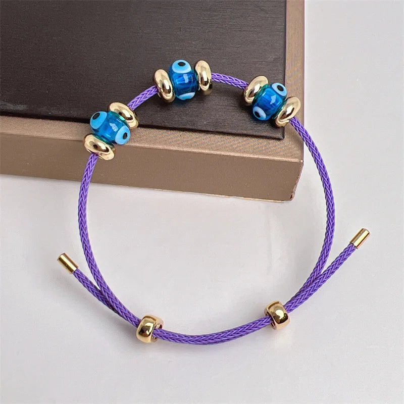 Enamel Heart Evil Eye Charm Bangle Bracelet Women Jewelry