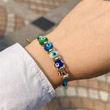 Enamel Heart Evil Eye Charm Bangle Bracelet Women Jewelry