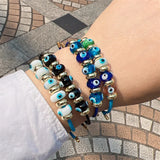 Enamel Heart Evil Eye Charm Bangle Bracelet Women Jewelry