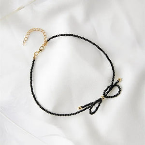 Bow Beaded Collar Necklace Crystal Austrian Fit Women