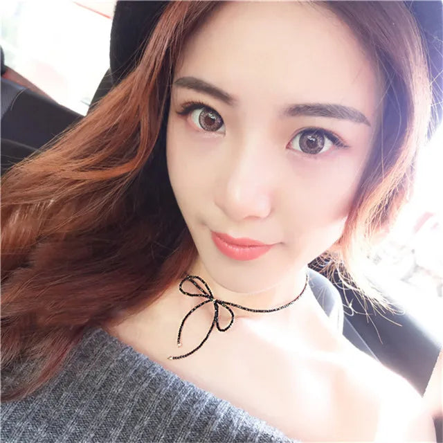 Bow Beaded Collar Necklace Crystal Austrian Fit Women