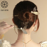Fish Tail Tassel Hairpin Goth Accessories Clip Headdress for Women