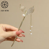 Fish Tail Tassel Hairpin Goth Accessories Clip Headdress for Women