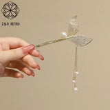 Fish Tail Tassel Hairpin Goth Accessories Clip Headdress for Women