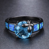 Purple Zirconia Flower Finger Ring Wedding Band for Women