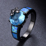 Purple Zirconia Flower Finger Ring Wedding Band for Women
