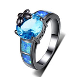Purple Zirconia Flower Finger Ring Wedding Band for Women