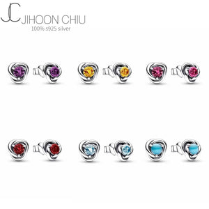 925 Silver Asymmetrical Heart Hoop Earrings European Women DIY Jewelry